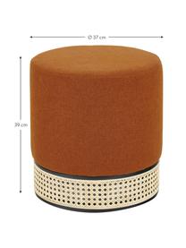 Hocker Mara mit Wiener Geflecht, Bezug: Polyester Der hochwertige, Rahmen: Sperrholz, Fuß: Massives Birkenholz, Ratt, Webstoff Terrakotta, Ø 37 x H 39 cm