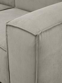 Canapé d'angle modulaire velours côtelé gris Lennon, Velours côtelé gris, larg. 327 x prof. 180 cm, méridienne à gauche