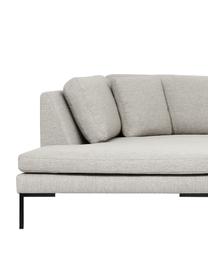 Divano angolare con piedini in metallo Emma, Rivestimento: poliestere, Struttura: legno di pino massiccio, , Piedini: metallo, verniciato a pol, Tessuto beige, Larg. 302 x Prof. 220 cm, chaise-longue a sinistra