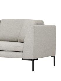Divano angolare con piedini in metallo Emma, Rivestimento: poliestere, Struttura: legno di pino massiccio, , Piedini: metallo, verniciato a pol, Tessuto beige, Larg. 302 x Prof. 220 cm, chaise-longue a sinistra