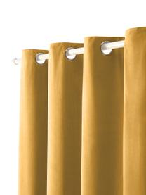 Rideau occultant en velours avec œillets Rush, 2 pièces, 100 % polyester (recyclé), Jaune moutarde, larg. 135 x long. 260 cm