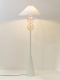 Lámpara de pie con esferas de vidrio Aglaia, Pantalla: lino (100% poliéster), Estructura: metal con pintura en polv, Cable: cubierto en tela, Blanco, ámbar, rosa, Ø 55 x Al 155 cm