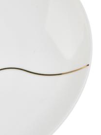 Porseleinen ontbijtbordenset Cheers met gouden opschrift, 4-delig, Porselein, Wit, goudkleurig, Ø 21 cm