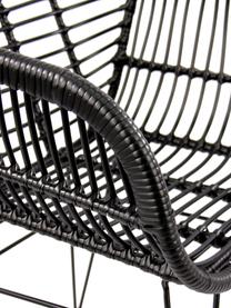 Chaise polyrotin Costa, 2 pièces, Noir, pieds noir, larg. 59 x prof. 58 cm