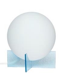 Kleine Kugel-Tischlampe Moon, Weiß, Hellblau, Ø 20 x H 23 cm