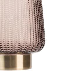 Kleine Mobile LED-Tischlampe Fancy Glamour in Taupe mit Timerfunktion, Glas, Metall, Taupe, Goldfarben, Ø 19 x H 26 cm