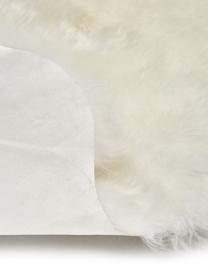 Vloerkleed van schapenvacht Oslo, glad, Bovenzijde: 100% schapenvacht, Onderzijde: 100% leer, chroomvrij gel, Crèmewit, B 60 x L 180 cm