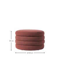Pouf XL contenitore in bouclé Alto, Rivestimento: bouclé (100% poliestere) , Struttura: legno di pino massiccio, , Bouclé rosso ruggine, Ø 69 x Alt. 44 cm