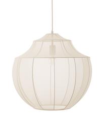 Lampada a sospensione in tessuto intrecciato Beau, Paralume: tessuto, Struttura: metallo verniciato a polv, Baldacchino: metallo verniciato a polv, Bianco crema, Ø 52 x Alt. 52 cm