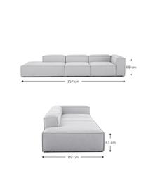 Modulaire XL chaise longue Lennon, Bekleding: 100% polyester De slijtva, Frame: massief grenenhout, FSC-g, Poten: kunststof, Geweven stof lichtgrijs, B 357 x D 119 cm, rugleuning rechts