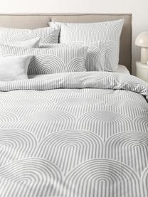 Funda nórdica de algodón Arcs, Gris, blanco, Cama 90 cm (155 x 220 cm)