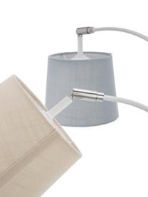 Grote verstelbare booglamp Foggy, Lampenkap: polyester, katoen, Lampvoet: gelakt metaal, Wit, grijs, roze, B 80 x H 200 cm