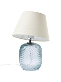Lampa stołowa ze szklaną podstawą Cornelia, Beżowy, niebieski, Ø 28 x W 38 cm