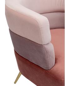 Fotel z aksamitu w stylu retro Sandwich, Tapicerka: aksamit poliestrowy, Nogi: metal powlekany, Bladoróżowy aksamit, S 65 x G 64 cm