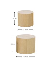 Set 2 tavolini in legno marrone chiaro Dan, Pannello di fibra a media densità (MDF) con finitura in legno di quercia, Marrone chiaro, Set in varie misure