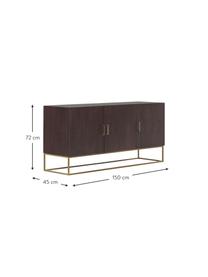 Sideboard Lyle mit Türen aus massivem Mangoholz, Korpus: Massives Mangoholz, lacki, Mangoholz, Goldfarben, B 150 x H 72 cm