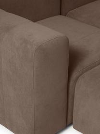 Sofa modułowa z pufem Lena (4-osobowa), Tapicerka: tkanina (88% poliester, 1, Stelaż: drewno sosnowe, sklejka, , Nogi: tworzywo sztuczne, Ciemnobrązowa tkanina, S 284 x G 181 cm