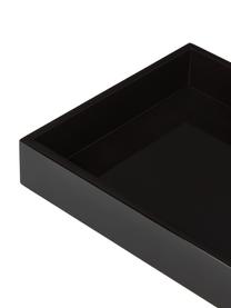 Hochglanz-Tablett Hayley in Schwarz, Tablett: Mitteldichte Holzfaserpla, Unterseite: Samtbezug, Schwarz, Unterseite: Schwarz, B 30 x T 30 cm