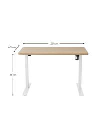 Biurko z regulacją wysokości Lea, Blat: sklejka pokryta melaminą, Stelaż: metal powlekany, Drewno naturalne, biały, S 120 x G 60 cm