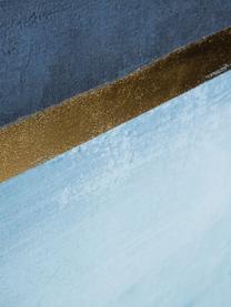 Canvas print Wrigley, Lijst: gecoat MDF, Afbeelding: canvas, Blauwtinten, goudkleurig, B 60 x H 90 cm