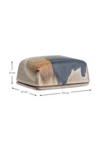 Handgemachte Butterdose Jules mit Farbverlauf, Steingut, Beigetöne, Brauntöne, Blau, B 14 x H 6 cm