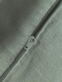 Funda de cojín de lino con flecos Luana, 100% lino

Por naturaleza, el lino tiene un tacto bastante aspero y un aspecto arrugado natural
La alta resistencia al desgarro hace que el lino sea muy resistente., Verde salvia, An 40 x L 40 cm
