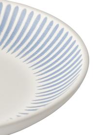 Platos hondos Zabelle, 4 uds., Gres, Blanco crema, azul, Ø 24 x Al 5 cm