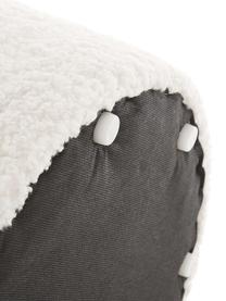 Pouf in teddy Daisy, Rivestimento: poliestere (teddy) 40.000, Struttura: compensato, Teddy bianco panna, Ø 54 x Alt. 38 cm