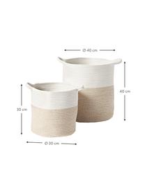 Aufbewahrungskörbe Kiya, 2er-Set, 35 % Baumwolle, 65 % Polyester, Weiß, Beige, Set mit verschiedenen Größen