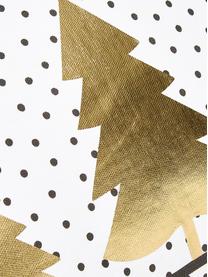 Gestippelde kussenhoes Yule met gouden dennenbomen, Katoen, Wit, zwart, goudkleurig, B 40 x L 40 cm