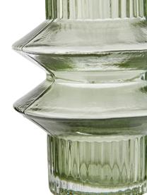Transparante design vaas Rilla met een groene glans, Glas, Groen, Ø 10 x H 21 cm