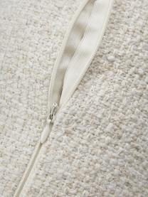 Cuscino rullo in bouclé con bordino Aya, Bianco crema, Ø 17 x Lung. 45 cm