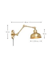 Retro wandlamp Grimstad met stekker, Lampenkap: metaal, Goudkleurig, D 48 x H 22 cm