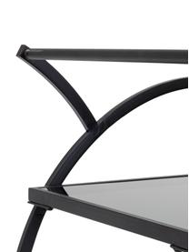 Metalen barcart Loft met glazen tafelbladen in zwart, Frame: gepoedercoat metaal, Zwart, B 74 x H 85 cm