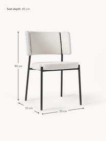 Bouclé gestoffeerde stoelen Samantha, 2 stuks, Bekleding: bouclé (100 % polyester) , Poten: metaal, gecoat, Bouclé Off White, zwart, B 55 x H 55 cm