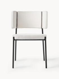 Bouclé gestoffeerde stoelen Samantha, 2 stuks, Bekleding: bouclé (100 % polyester) , Poten: metaal, gecoat, Bouclé Off White, zwart, B 55 x H 55 cm