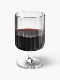 Bicchieri da vino in vetro soffiato con scanalatura in rilievo Ripple 2 pz, Vetro soffiato, Grigio trasparente e lucido, Ø 8 x Alt. 13 cm, 270 ml