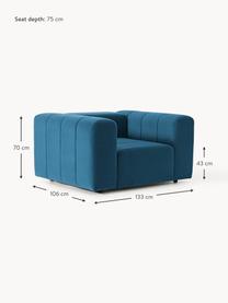 Fauteuil lounge en velours Lena, Velours bleu pétrole, larg. 133 x prof. 106 cm