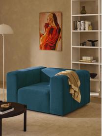 Fauteuil lounge en velours Lena, Velours bleu pétrole, larg. 133 x prof. 106 cm