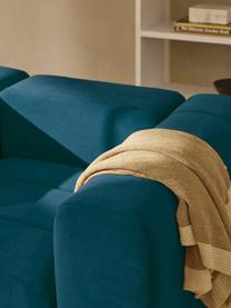 Fauteuil lounge en velours Lena, Velours bleu pétrole, larg. 133 x prof. 106 cm