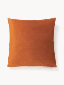 Housse de coussin 45x45 en velours brodé Nora, 100 % velours de polyester, Terracotta, doré, B 45 x L 45 cm