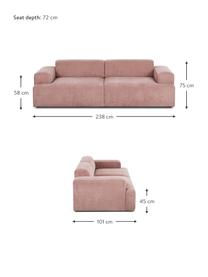 Cord-Sofa Melva (3-Sitzer), Bezug: Cord (92% Polyester, 8% P, Gestell: Massives Kiefernholz, FSC, Füße: Kunststoff, Cord Altrosa, B 238 x T 101 cm