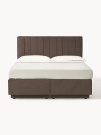 Boxspringbed Livia met opbergruimte, Matras: 5-zones pocketvering, Geweven stof donkerbruin, B 140 x L 200 cm, hardheidsgraad H3