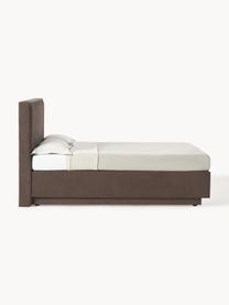 Boxspringbed Livia met opbergruimte, Matras: 5-zones pocketvering, Geweven stof donkerbruin, B 140 x L 200 cm, hardheidsgraad H3