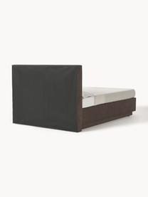 Boxspringbed Livia met opbergruimte, Matras: 5-zones pocketvering, Geweven stof donkerbruin, B 140 x L 200 cm, hardheidsgraad H3