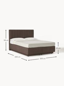 Boxspringbed Livia met opbergruimte, Matras: 5-zones pocketvering, Geweven stof donkerbruin, B 140 x L 200 cm, hardheidsgraad H3