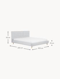 Čalouněná postel s dřevěnými nohami Moon, Světle šedá, Š 140 cm, D 200 cm