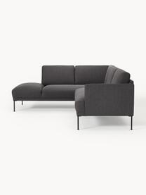 Ecksofa Fluente, Bezug: 100 % Polyester Der hochw, Gestell: Massives Kiefernholz, Füße: Metall, pulverbeschichtet, Webstoff Anthrazit, B 221 x T 200 cm, Eckteil links