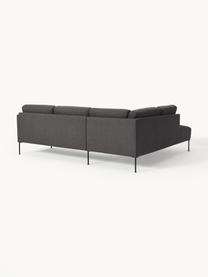 Sofa narożna Fluente, Tapicerka: 100% poliester Dzięki tka, Stelaż: lite drewno sosnowe, Nogi: metal malowany proszkowo , Antracytowa tkanina, S 221 x G 200 cm, lewostronna