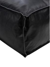 Grand pouf en cuir noir Arabica, Noir